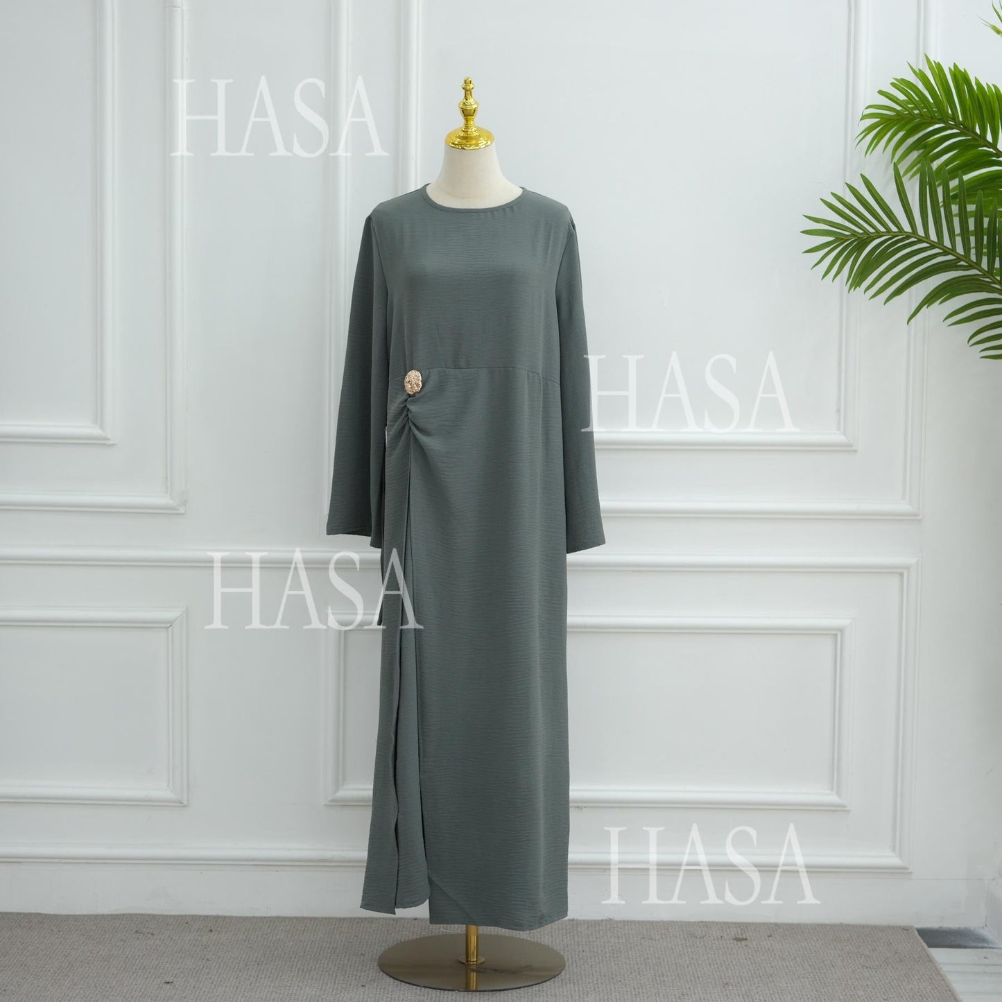 LUMAYA6549 Minimalist Abaya with Waist Detail