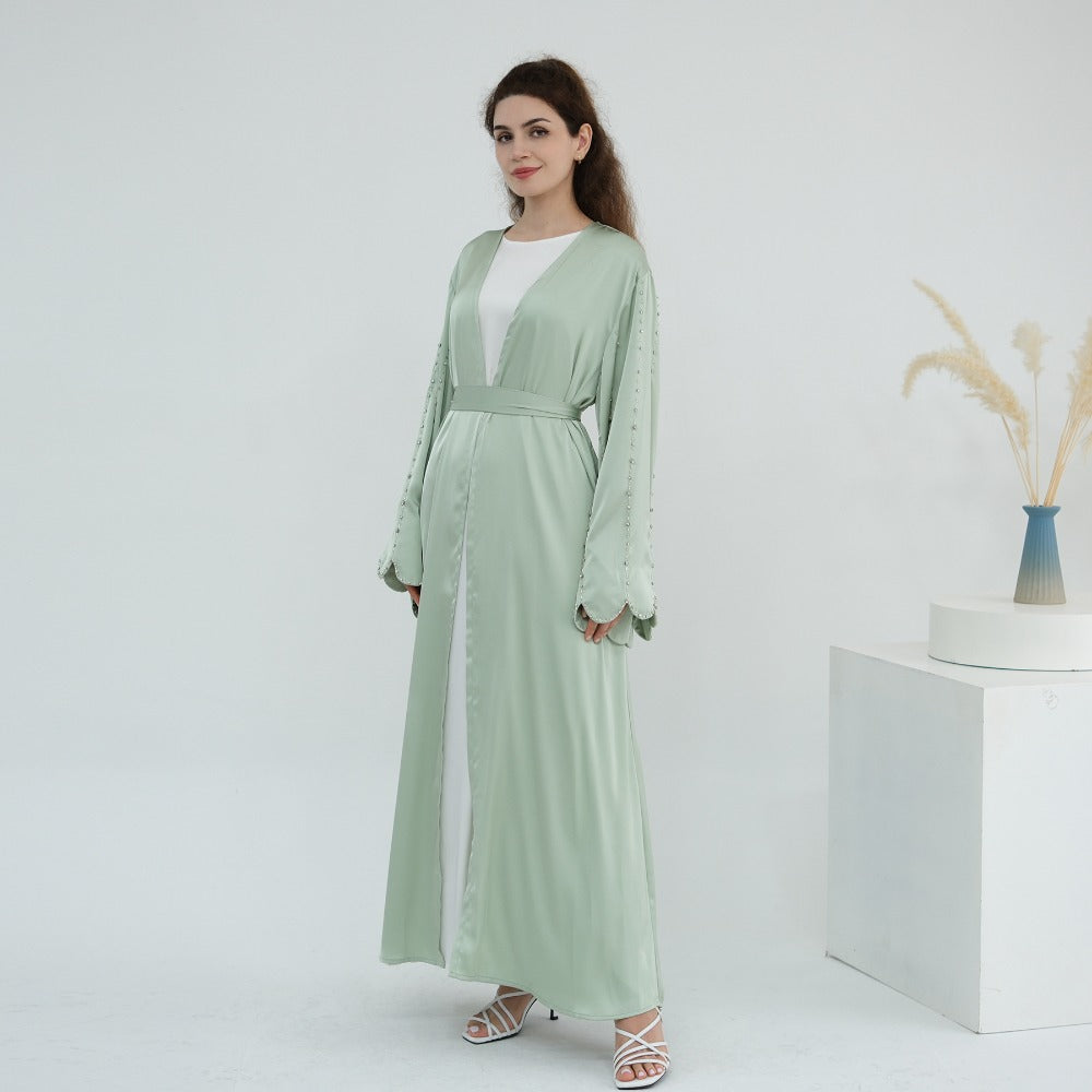 LM6602 Fully LMnd-beaded long cardigan jacket (headscarf not included)
