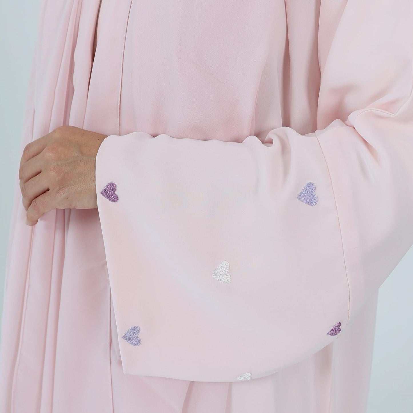 LM1502 Macaroon Color Summer Thin Sleeve Heart Embroidered Robe Cardigan