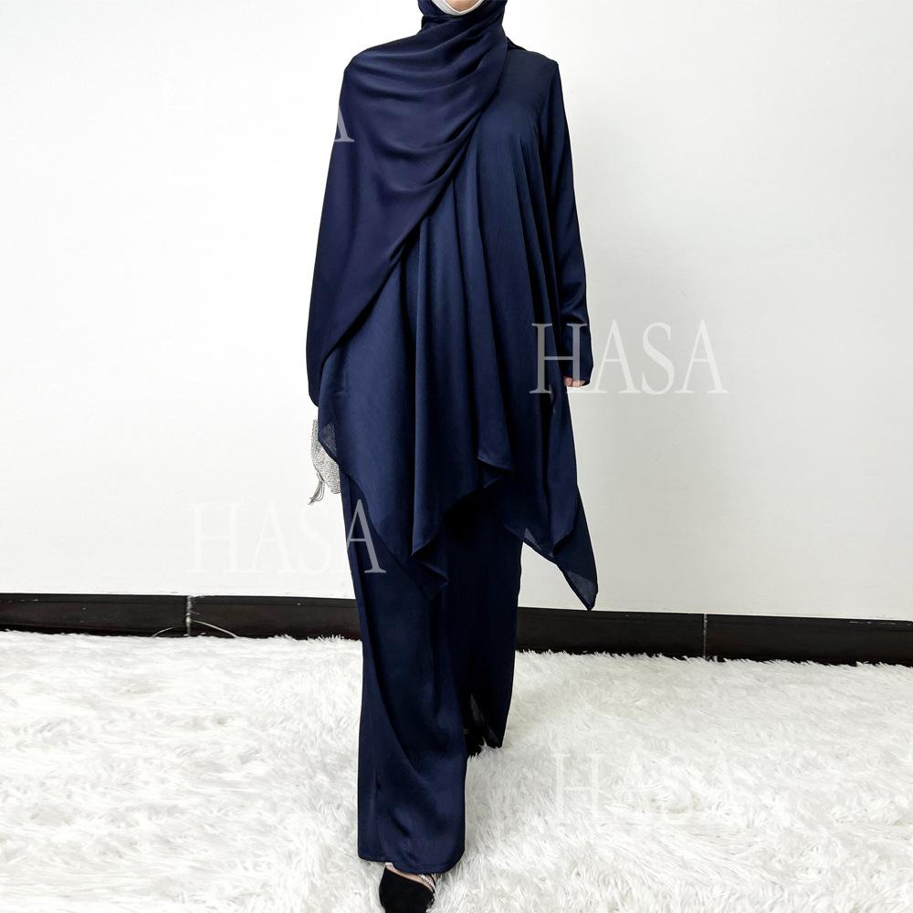 LUMAYA5854 High-end crepe linen two-piece robe, irregular design shows fashion(Headband not included)