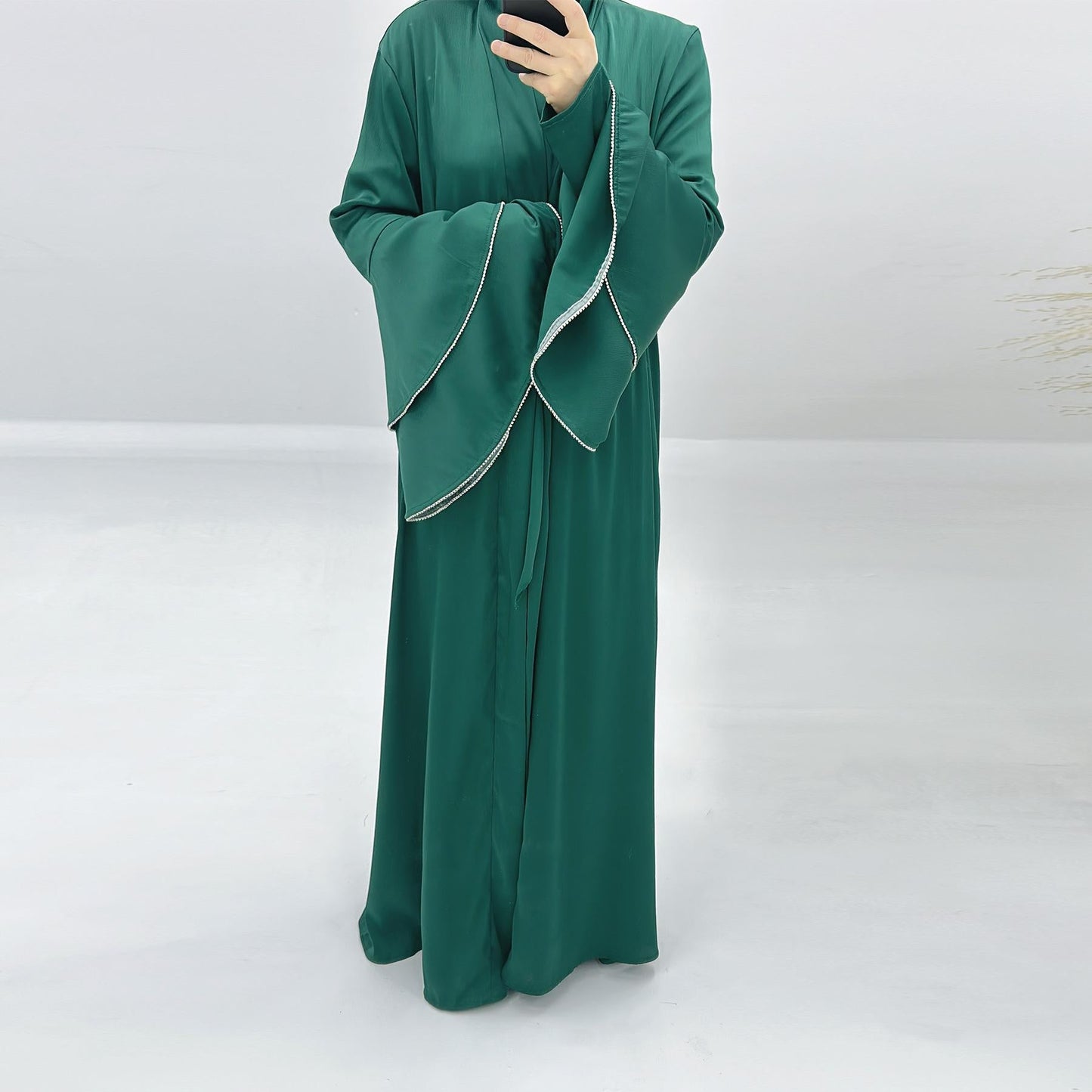 LUMAYA LM1188 3pcs Set Satin Cardigan+Inner Dress+Special Belt
