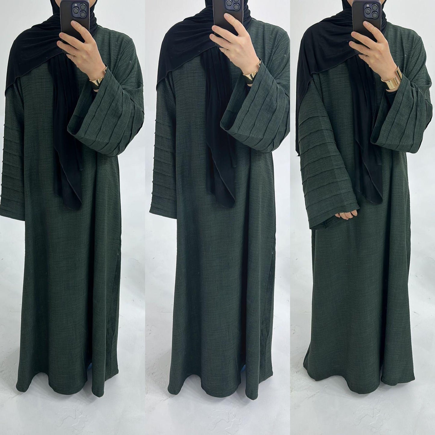 LUMAYA LM1179 Loose Fit Large Crepe Abaya Dress with Belt