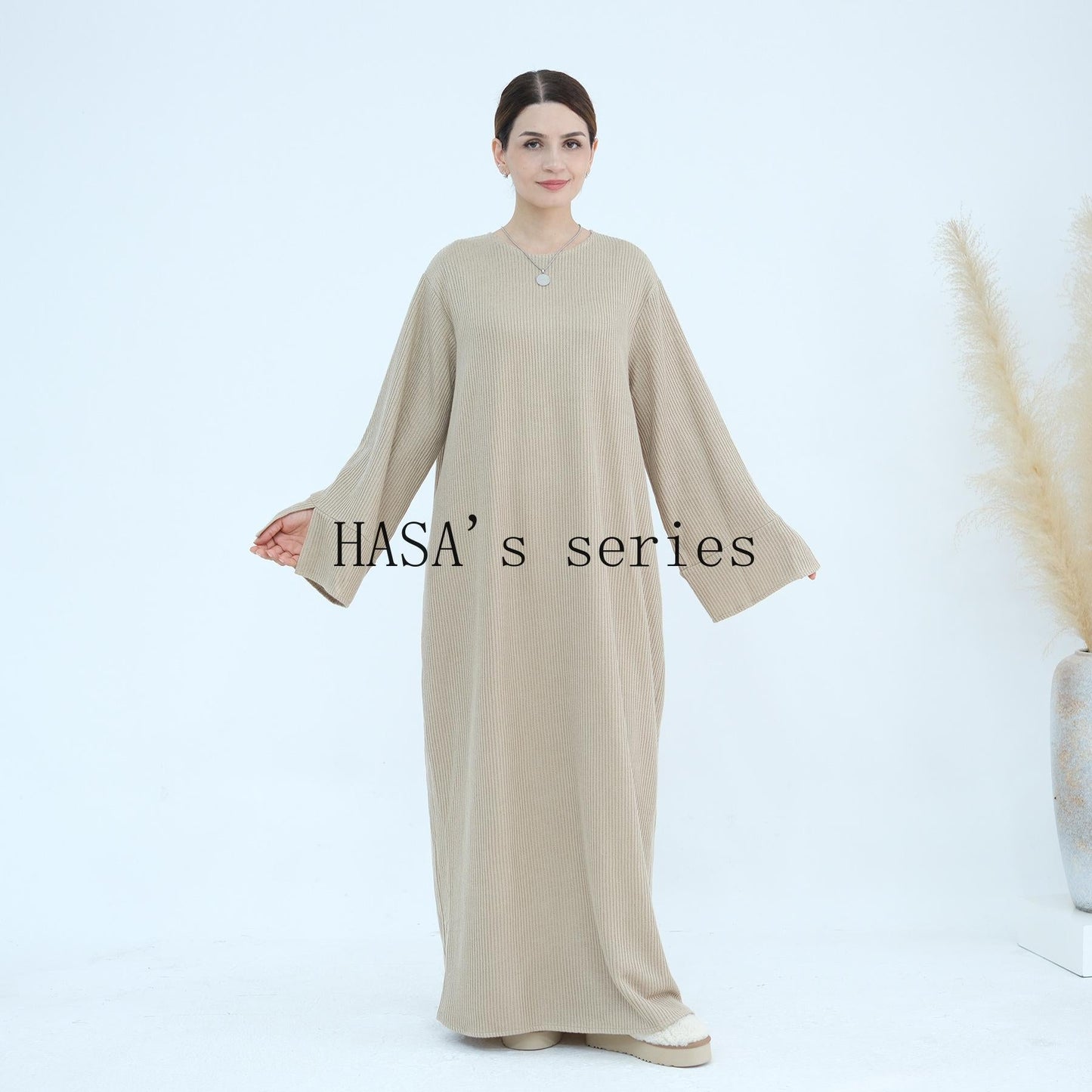 LUMAYA5440 Large Sleeve Thick Knitted Sweater Dress - Loose and Elegant Long Dress party  wear red dress thick  thigh 2  part bow  outfits