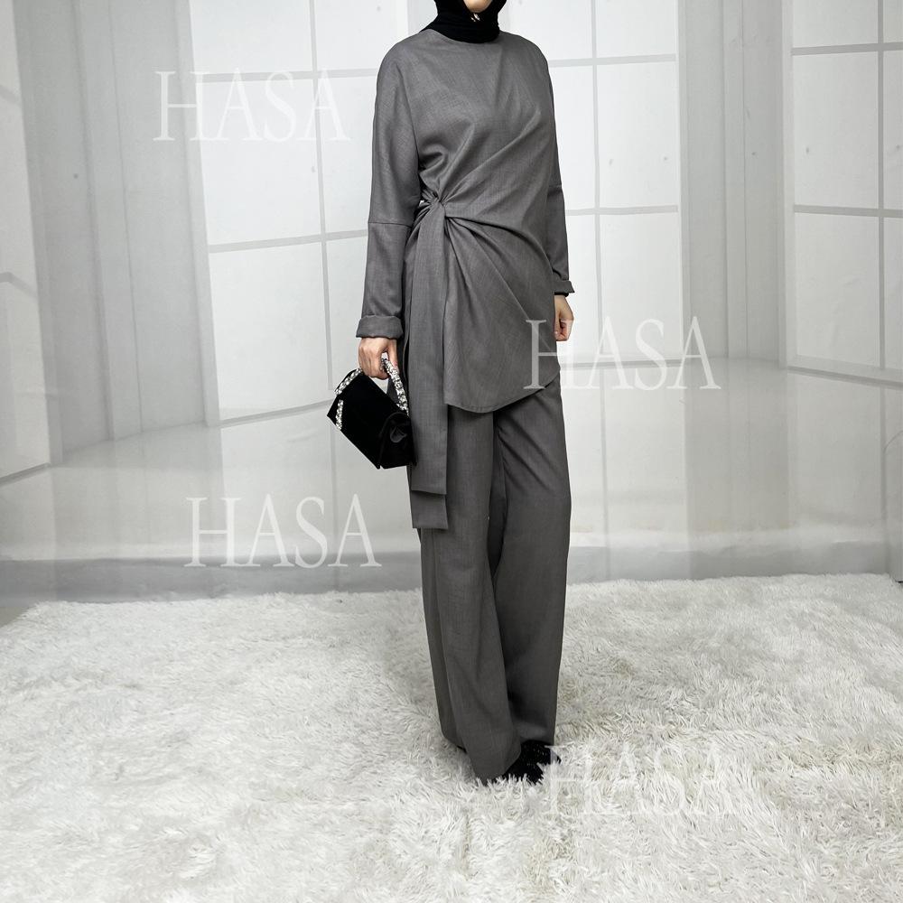 LUMAYA5856 High-end Imitation Linen Two-piece Suit (excluding Headscarf), Fashionable and Comfortable New Experience