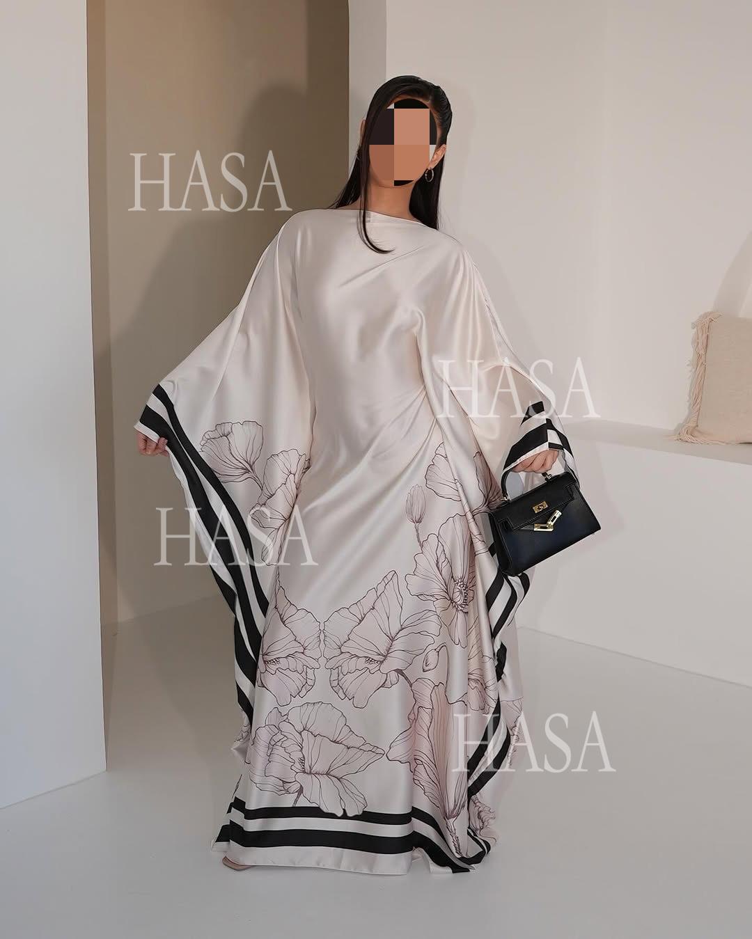 LM6556 Colorblock Print Cardigan Robe Dress