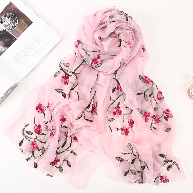 LUMAYA LM1132 Chiffon Flower Embroidered Scarf