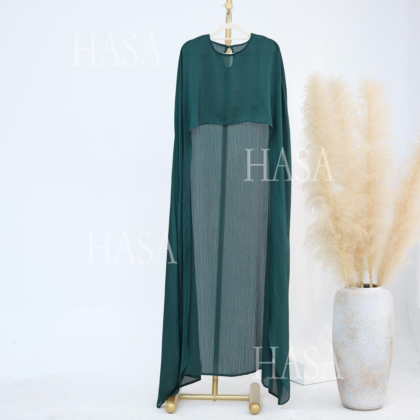 LUMAYA5870 Elegant drape two-piece robe dress-Light luxury street style abaya girl