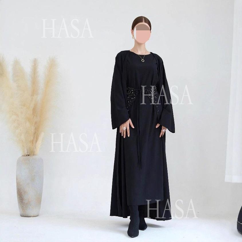 LM6578 Women's Solid Color Three-piece Robe Set (long Skirt + Skirt + Cardigan Jacket)