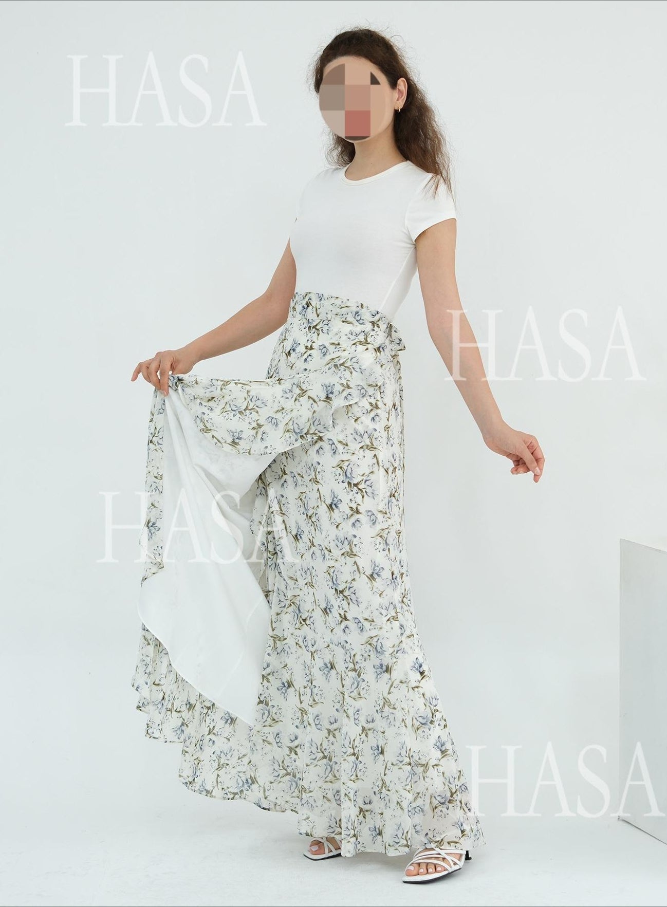 LM6580 Printed cardigan and skirt two-piece set