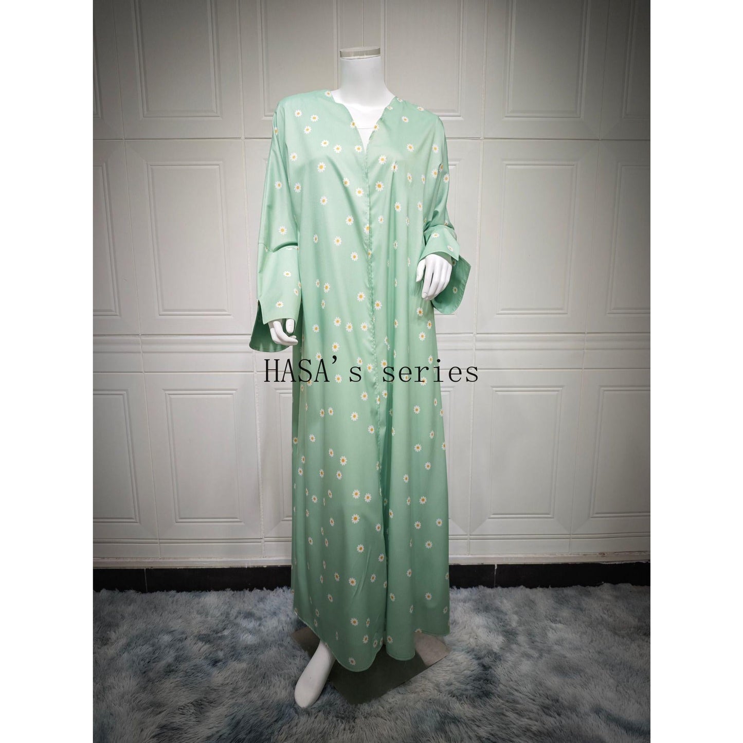 LUMAYA5104 Fresh and stylish printed loose-fitting cardigan, a long-sleeved, flowing long coat.