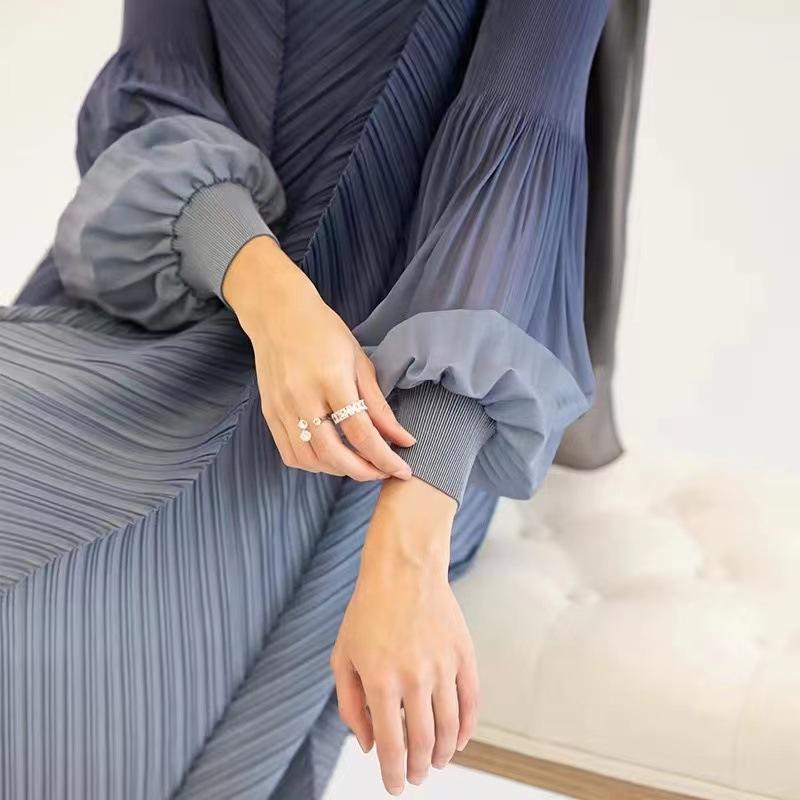 LUMAYA5824 Women's clothing gradual cLUMAYAnge color lantern sleeves high sense middle east dress