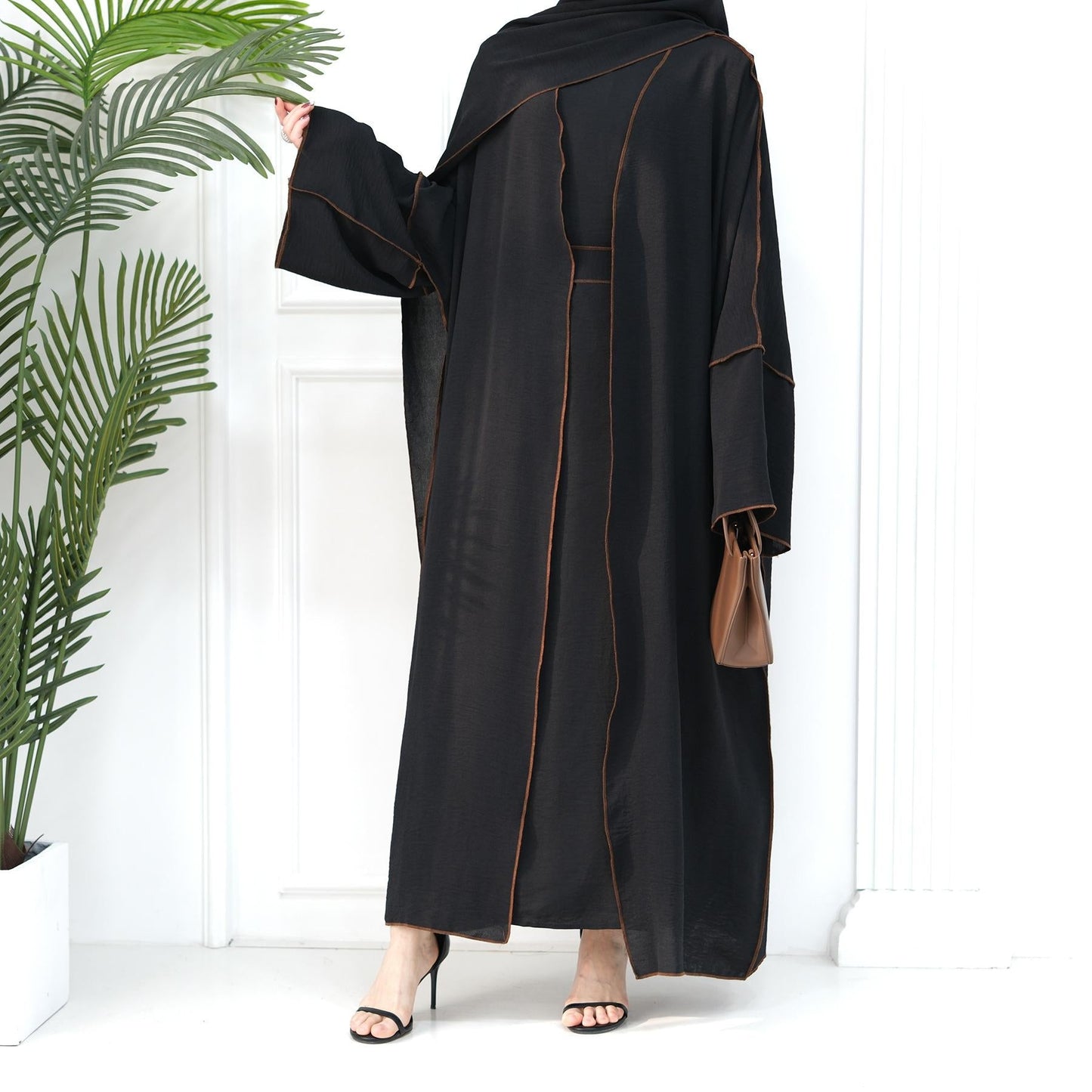 LUMAYA LM1095 3pcs Set Cardigan+without Sleeves Inner Dress+Hijab
