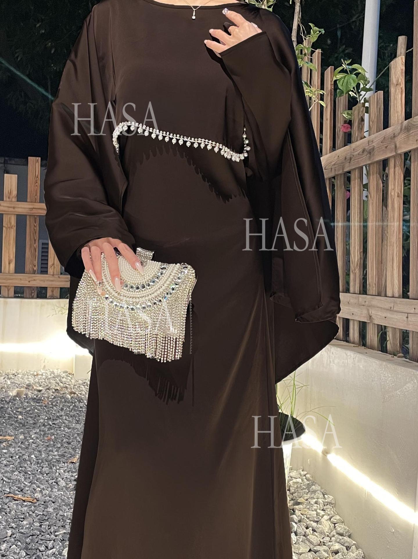LM6570 Elegant Cape-style Satin Dress Robe for Women