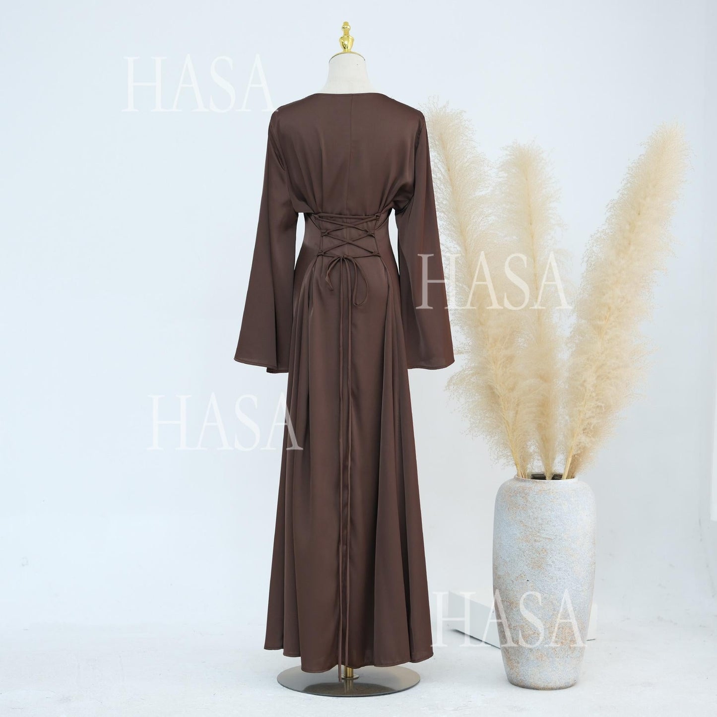 LUMAYA5870 Elegant drape two-piece robe dress-Light luxury street style abaya girl