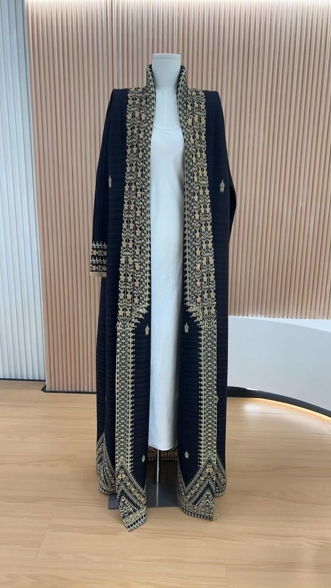 LUMAYA6709 Golden Dynasty , Black Abaya with Intricate Gold Embroidery