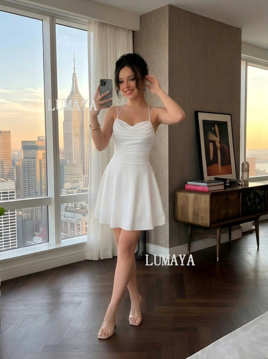 LMA001 Women's Ruched Sleeveless Backless Mini Dress | Sexy Bodycon Dress for Party, Summer & Special Occasions