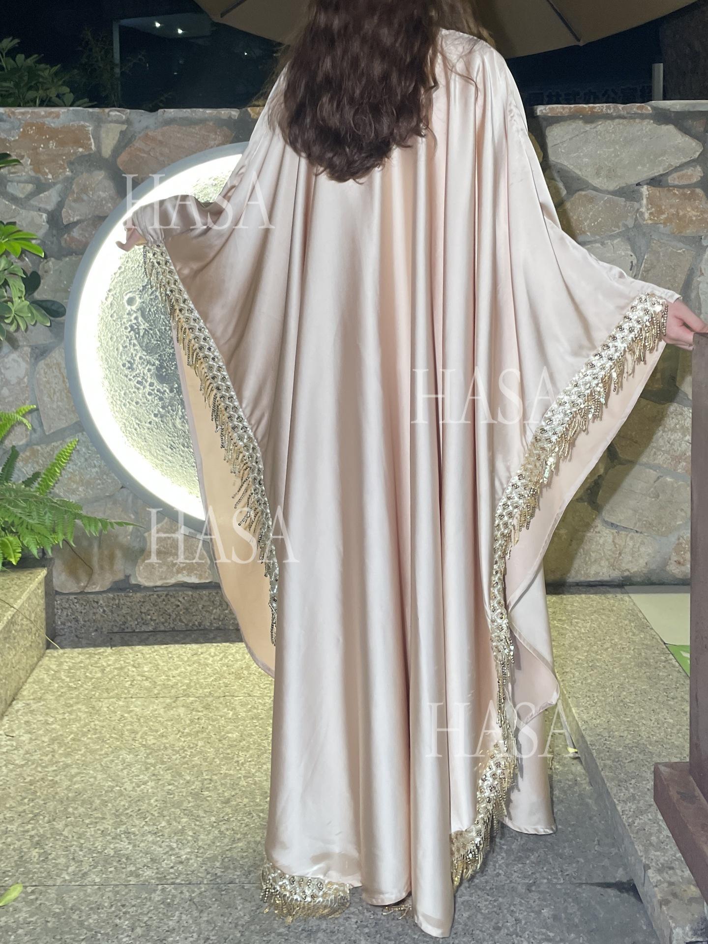 LM6572 Abaya Tassel-Embellished Long Dress Set