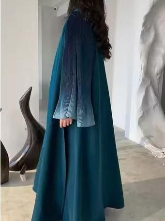 LUMAYASASERIES LUMAYA6721 Olive Ombre  Green Abaya with Gradient Cuffs