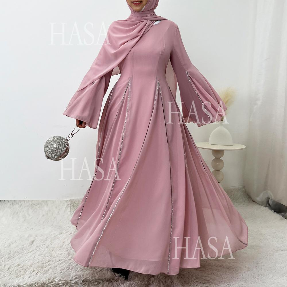 LUMAYA6497 Solid Color Light Luxury Chiffon Long Skirt Suit
