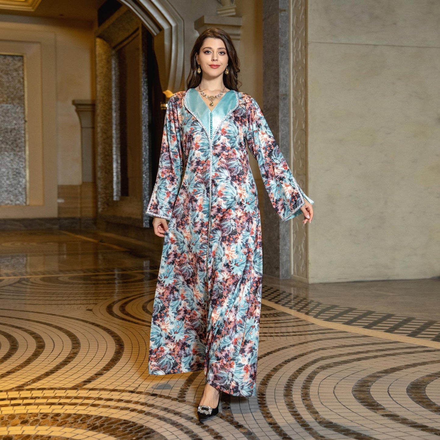 LUMAYA LUMAYA1070 Fashionable Printed Diamond Set Robe