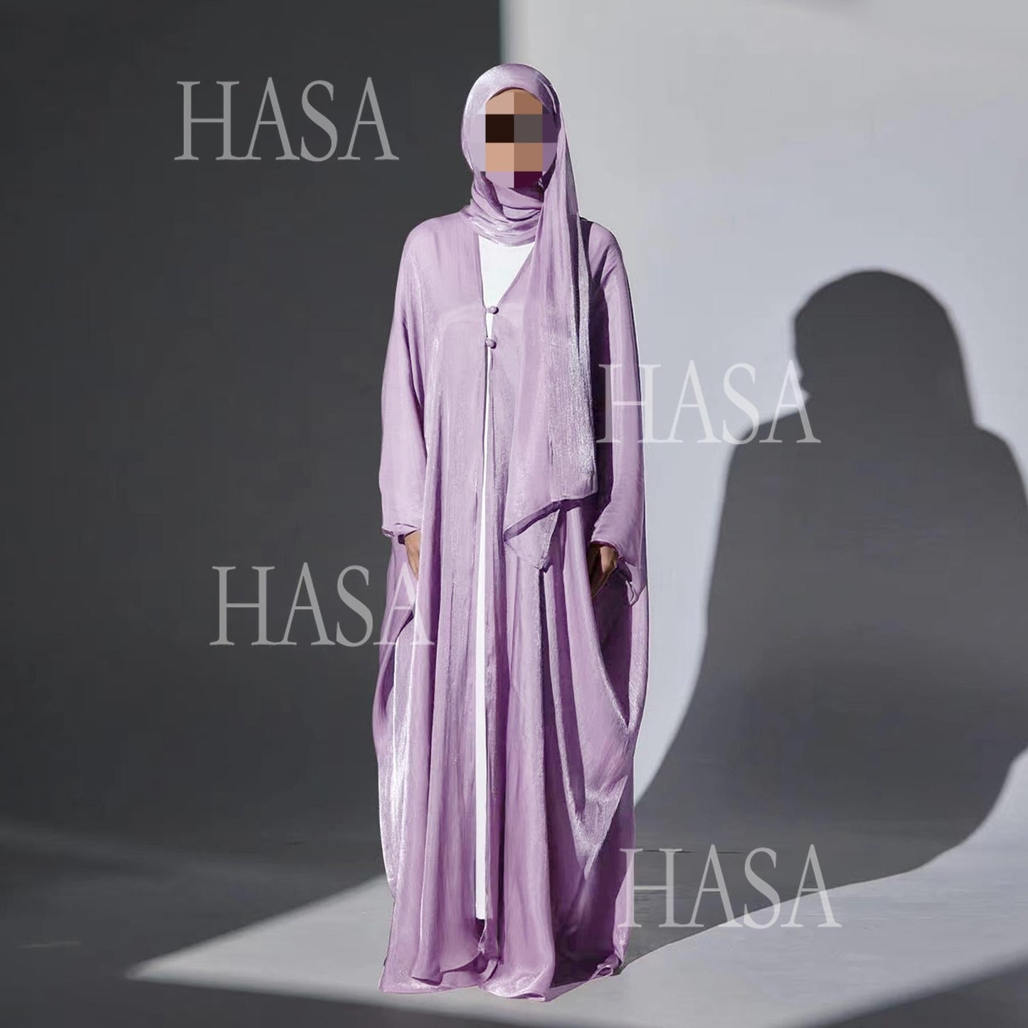LUMAYA6534 Elegant Island Wrinkle Texture Solid Color Cardigan Robe