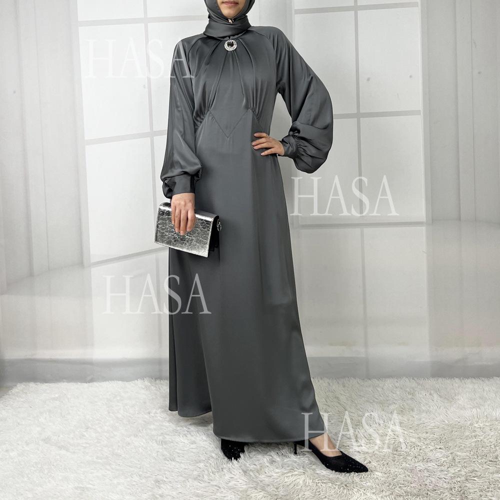 LUMAYA5859 High-end Silk Satin Robe (headscarf Not Included), Elegant Design Exudes Luxurious Texture