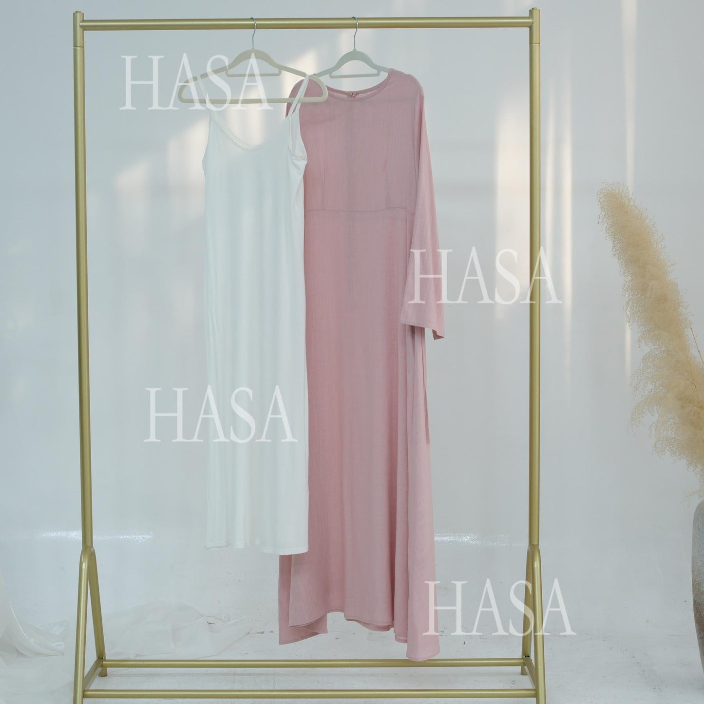 LUMAYA6494 Simple Solid Color Linen Bamboo Dress | Lace-Up Design