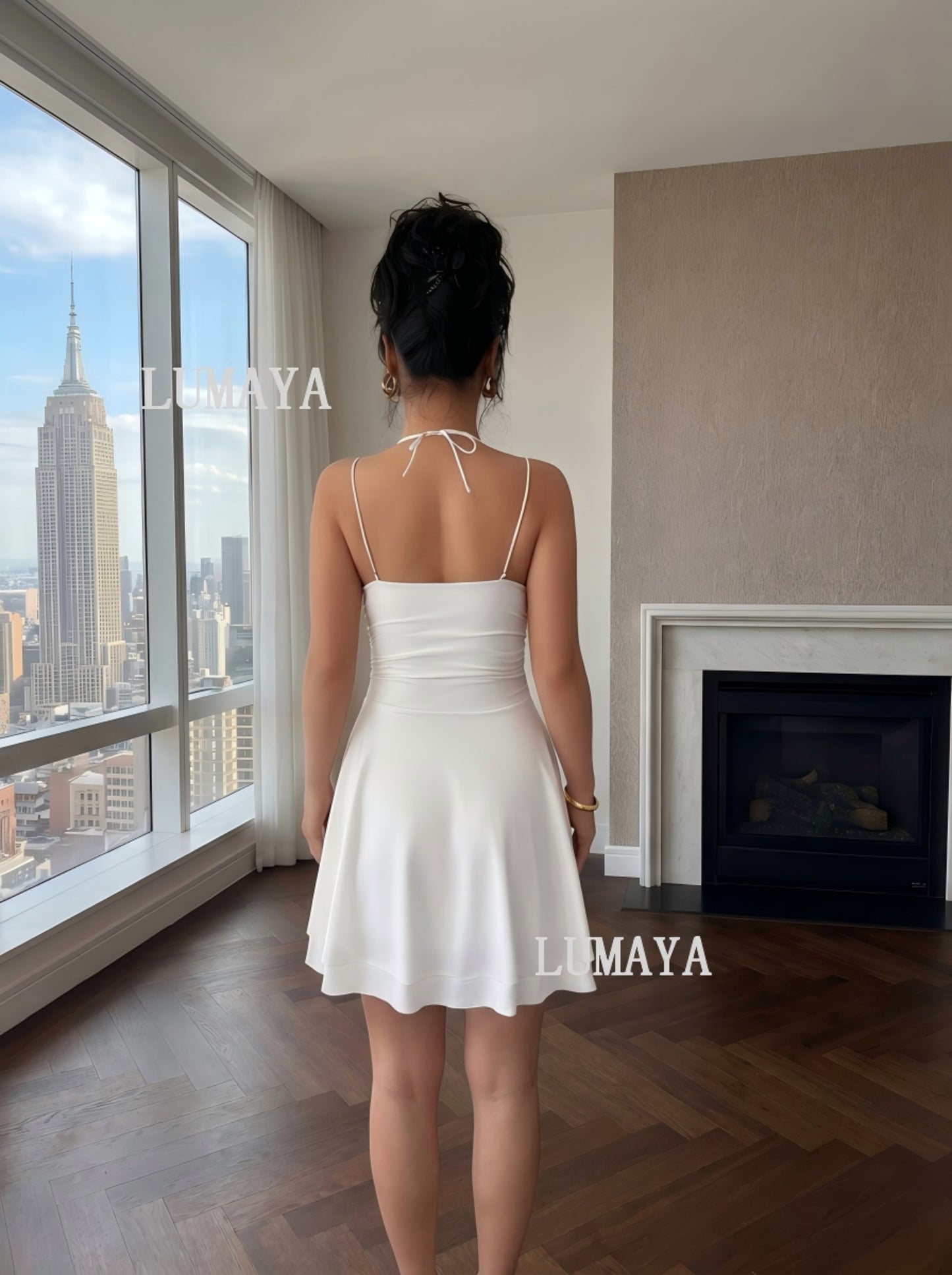 LMA001 Women's Ruched Sleeveless Backless Mini Dress | Sexy Bodycon Dress for Party, Summer & Special Occasions