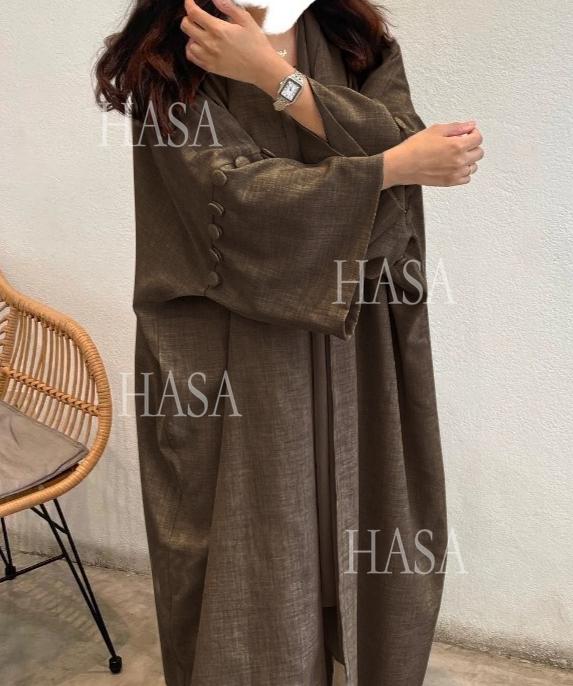 LUMAYA6561 Simple Style Large Size Long Cardigan Robe