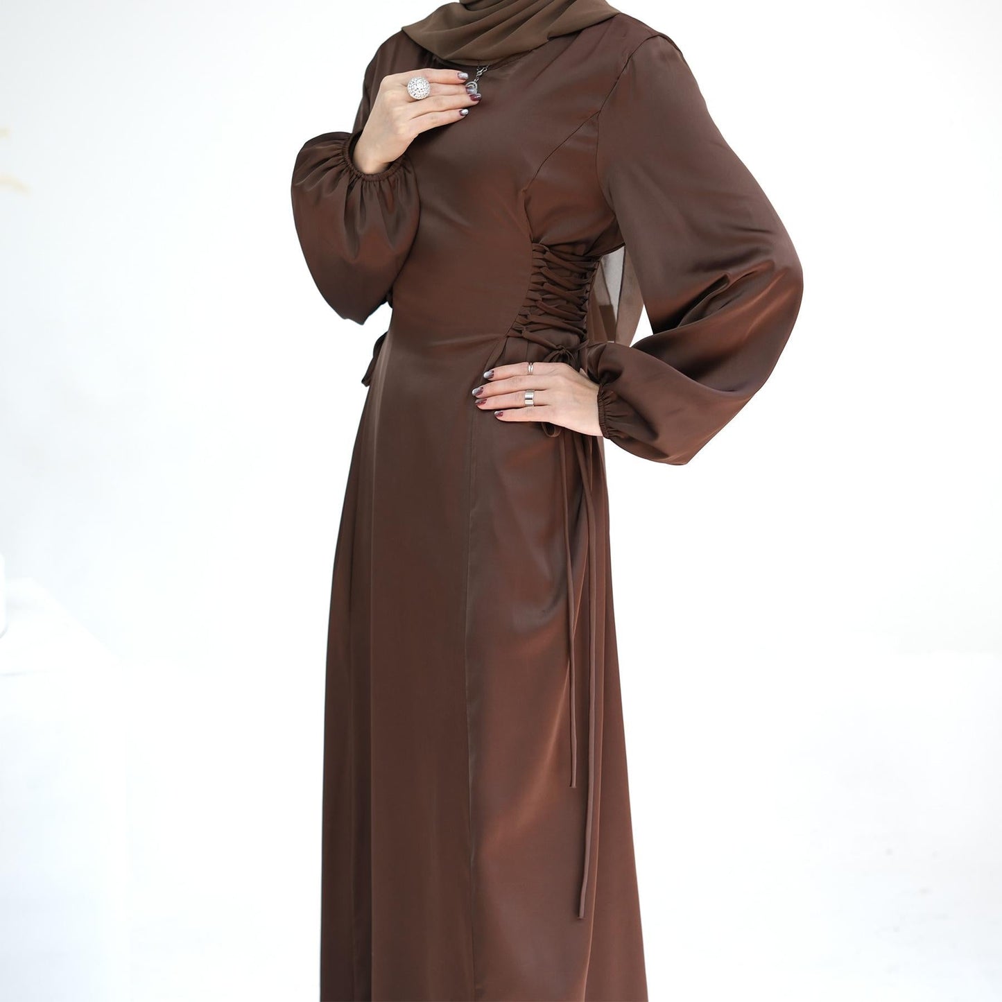 LUMAYA LUMAYA0991 Solid Color High-necked Slim Elegant Dress