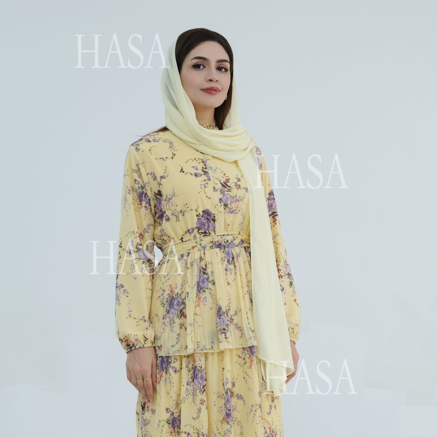 LUMAYA6500  Romantic Layered Print Long Dress