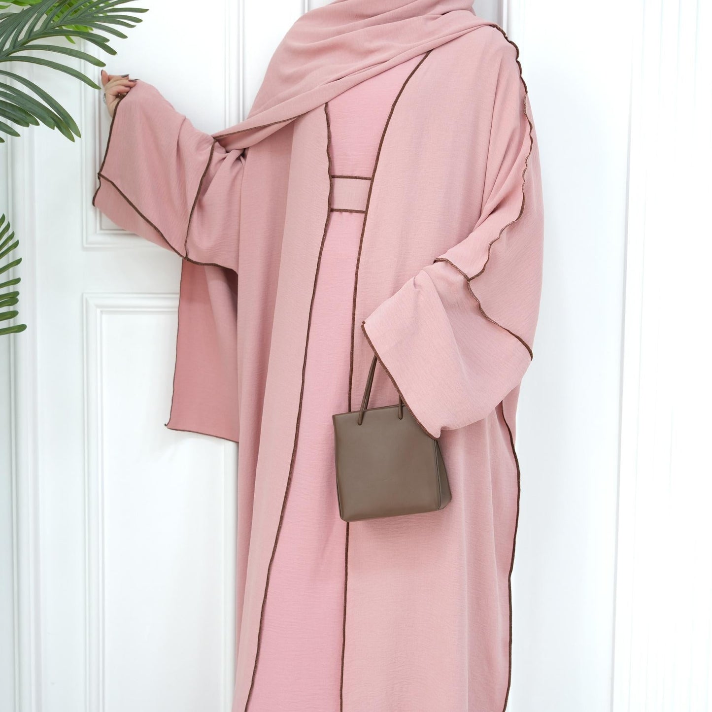 LUMAYA LM1095 3pcs Set Cardigan+without Sleeves Inner Dress+Hijab