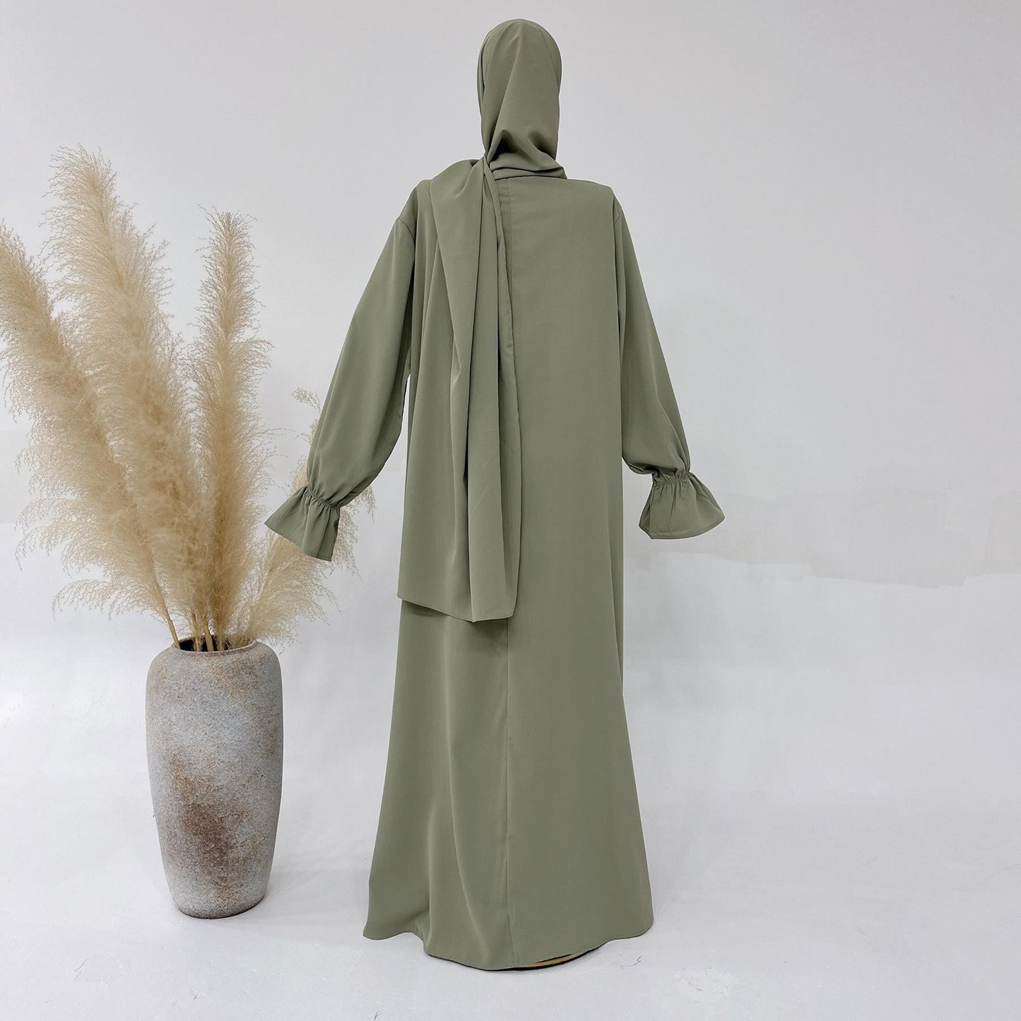 LUMAYA LM1173 Solid Color Hooded Abaya with Side Pocket