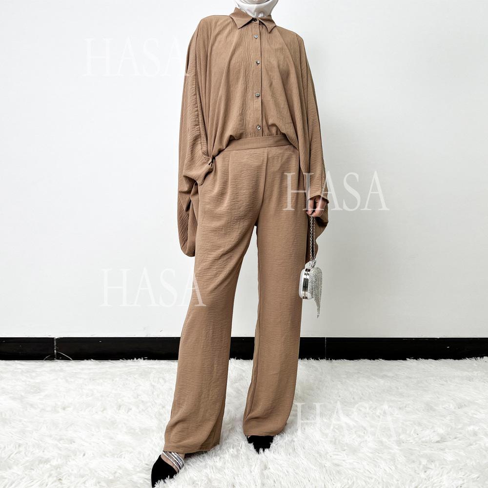 LUMAYA5855 High-end Crepe Linen Two-piece Suit (headscarf Not Included), Stylish and Simple, Showing Elegance