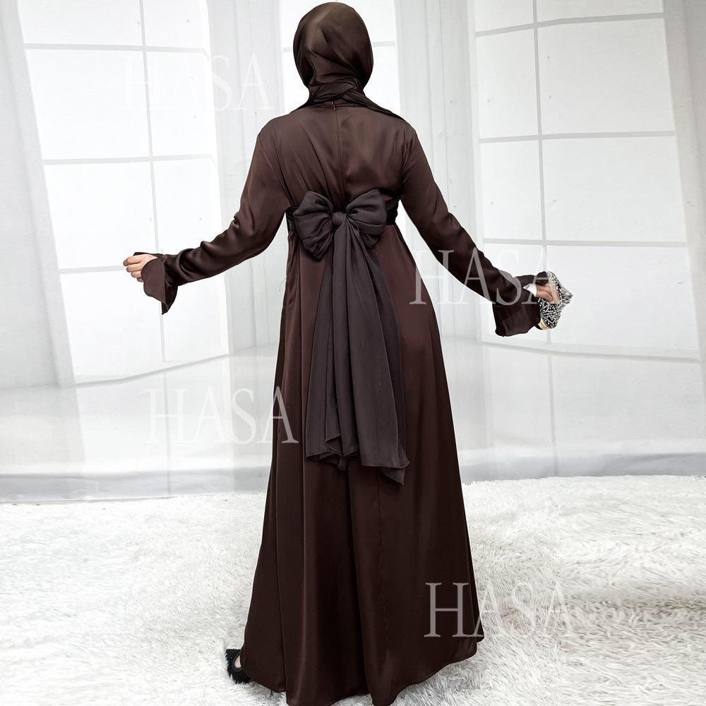 LUMAYA5858 Elegant Bright Satin Robe (without Headscarf), Clever Splicing Creates Multi-faceted CLUMAYArm