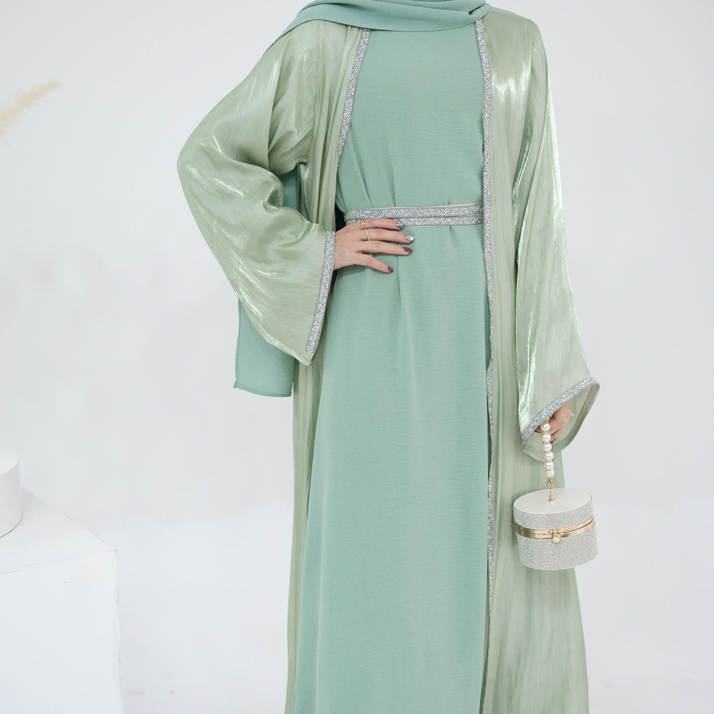 LUMAYA LM1185 3pcs Set Cardigan+Inner Dress+Hijab