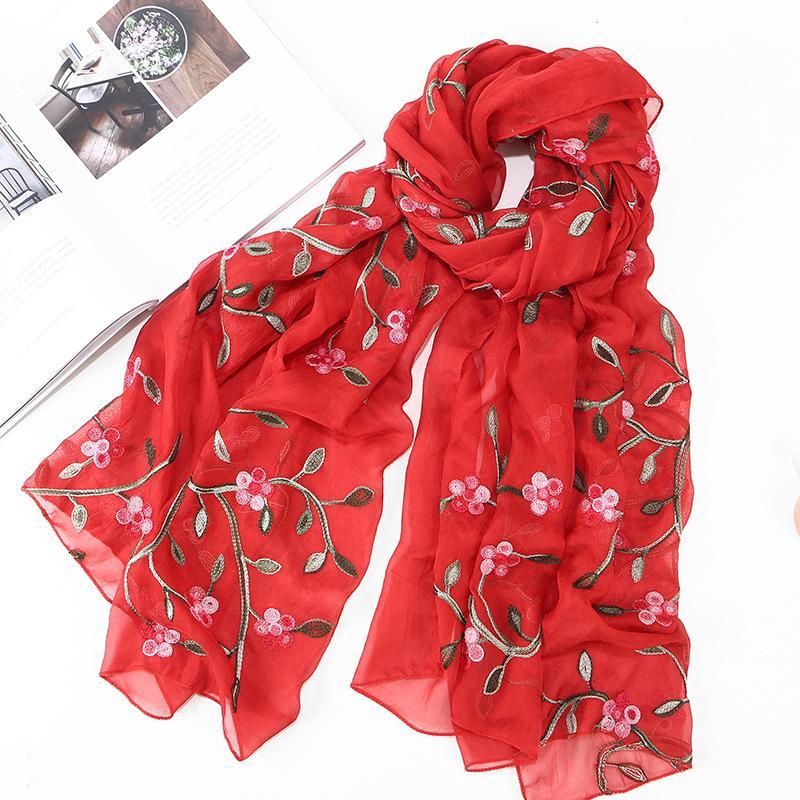 LUMAYA LM1132 Chiffon Flower Embroidered Scarf