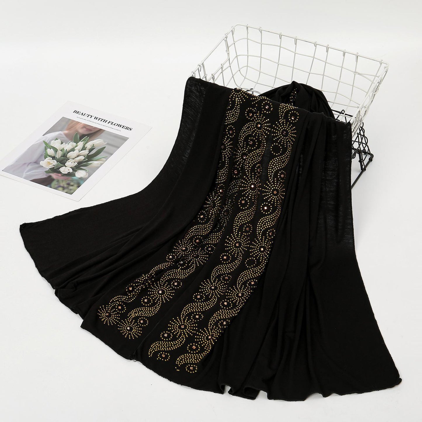 LUMAYA LM1145 Solid Color Rhinestone Headscarf