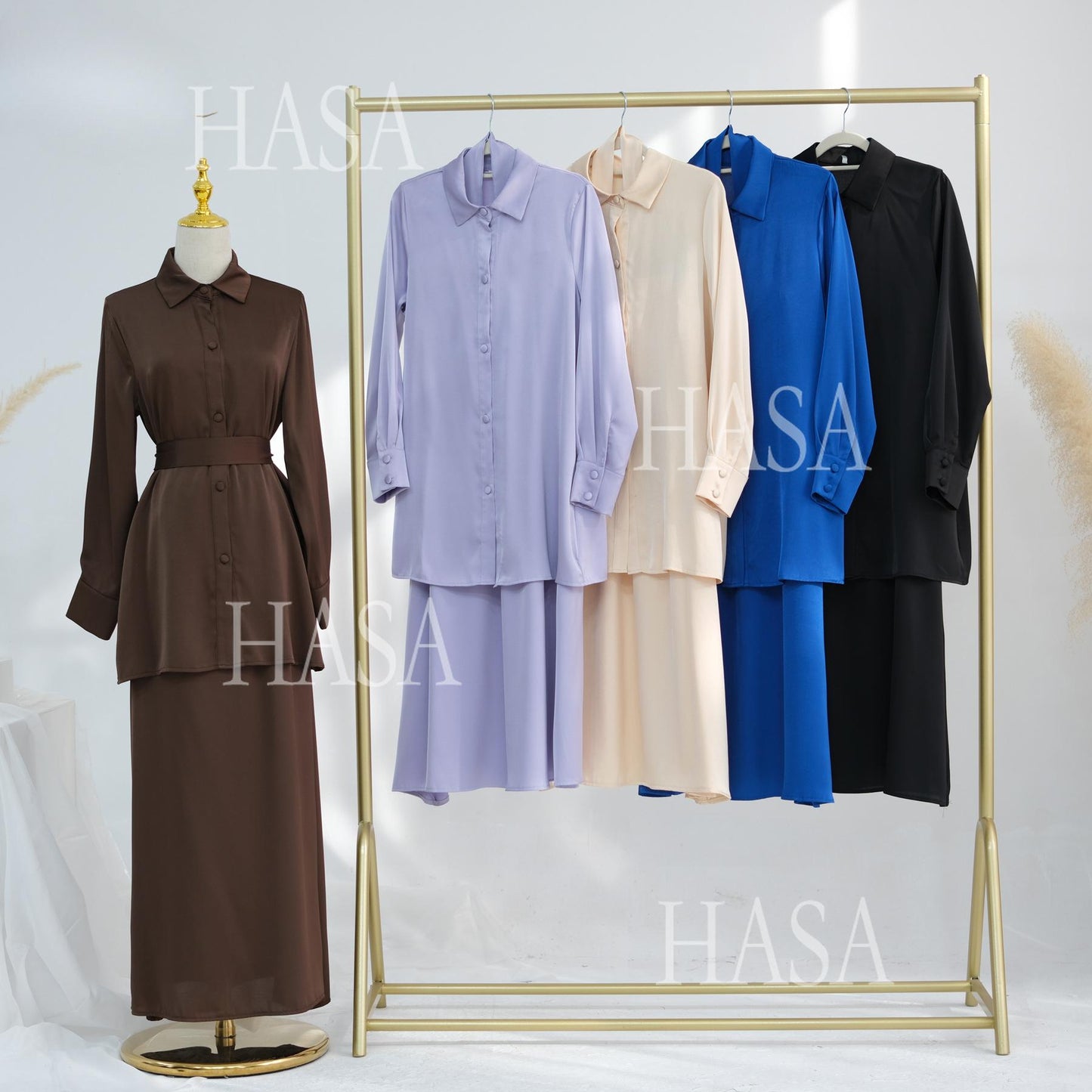 LUMAYA5874 Gentle Lace-up Two-piece Suit, Simple Texture, First Choice for Daily Wear abaya girl