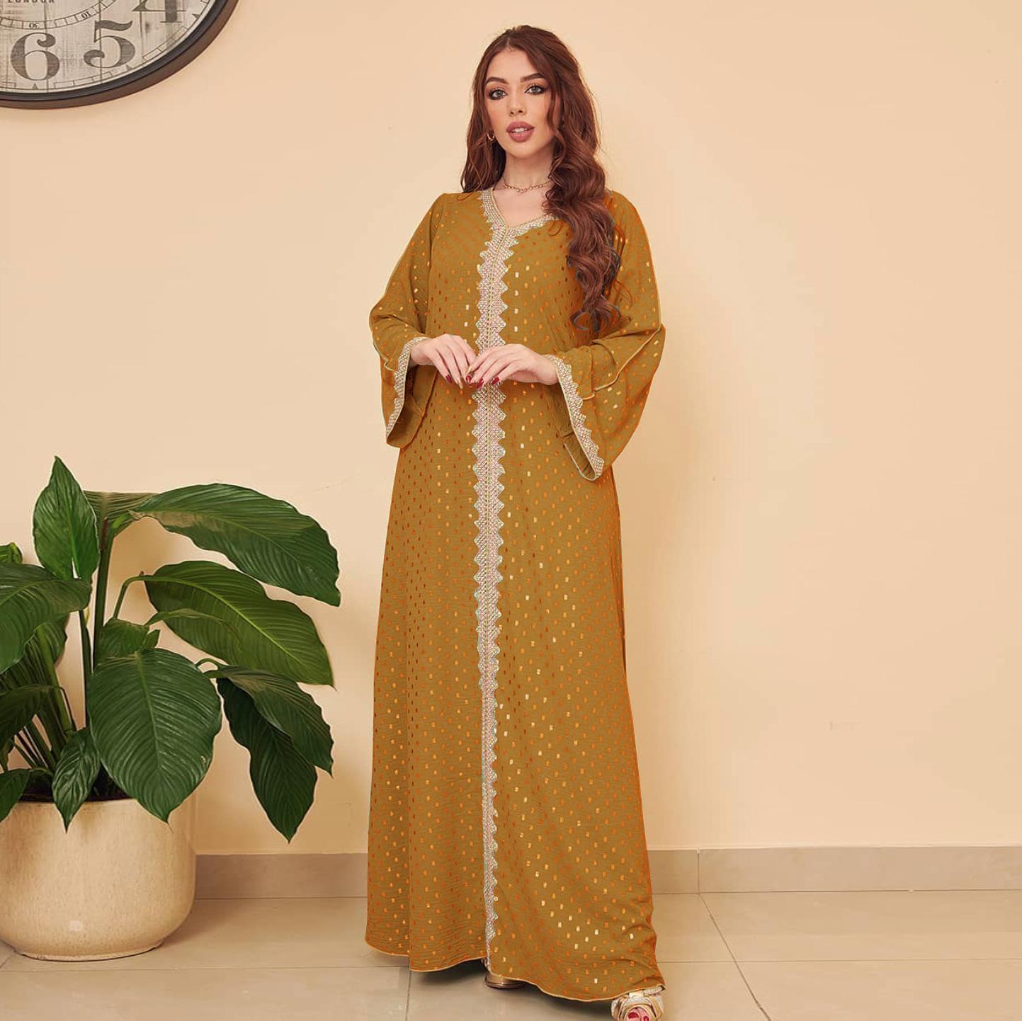 LUMAYA0442 Middle East Women's Clothing New Bronzing Muslim Dubai Robe