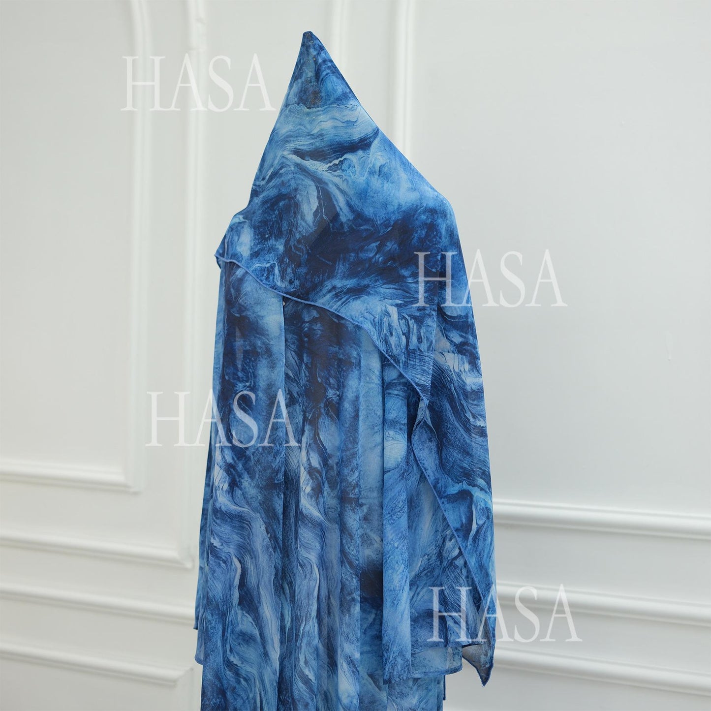 LUMAYA6551 Printed Abaya Cardigan with Matching Scarf Two-Piece Set