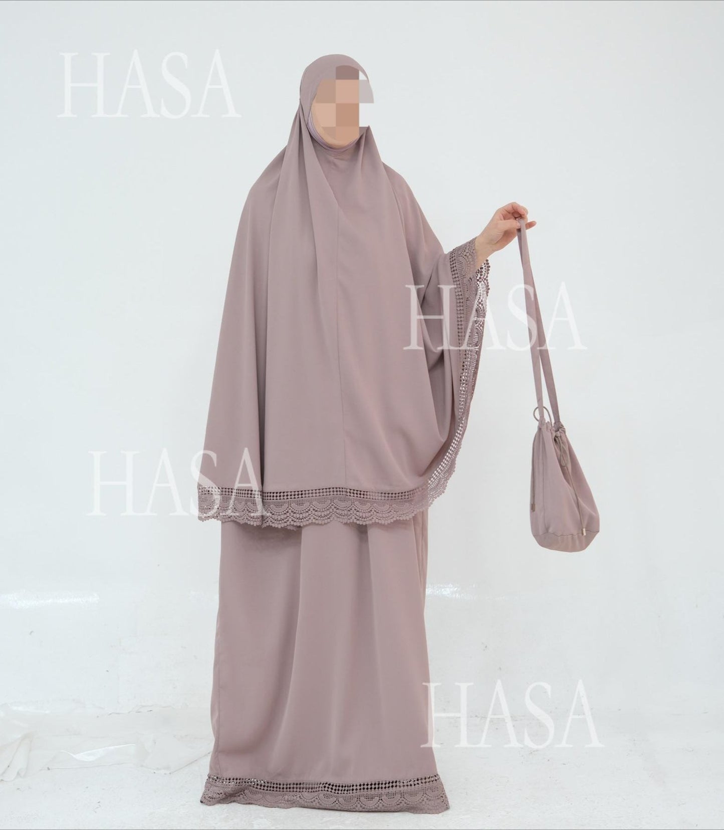 LM6615 Lace Prayer 4-Piece Set (Includes Prayer Mat and Storage Bag)