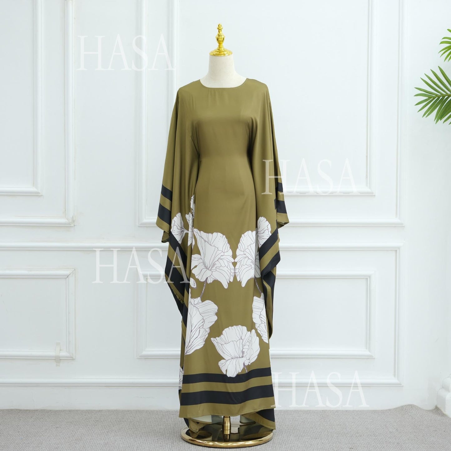 LM6556 Colorblock Print Cardigan Robe Dress