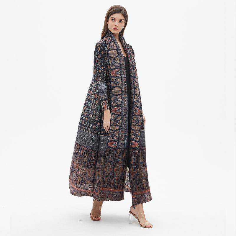 LUMAYA6727 Multicolor Printed Abaya with Traditional Motifs