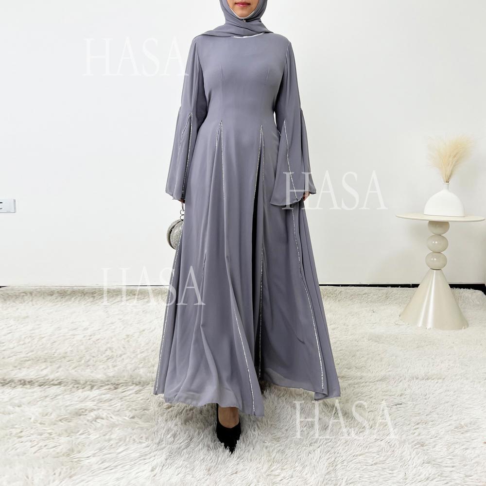 LUMAYA6497 Solid Color Light Luxury Chiffon Long Skirt Suit