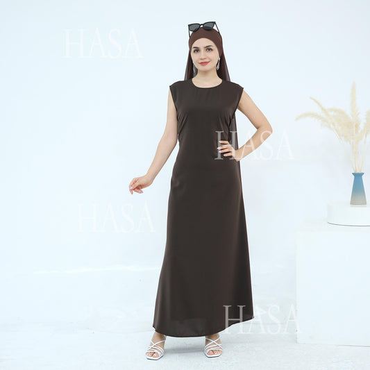 LUMAYA6470 Sleeveless Long Dress with Adjustable Back Lacing