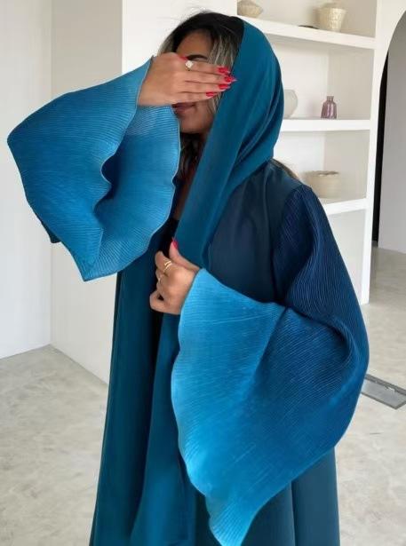 LUMAYASASERIES LUMAYA6721 Olive Ombre  Green Abaya with Gradient Cuffs