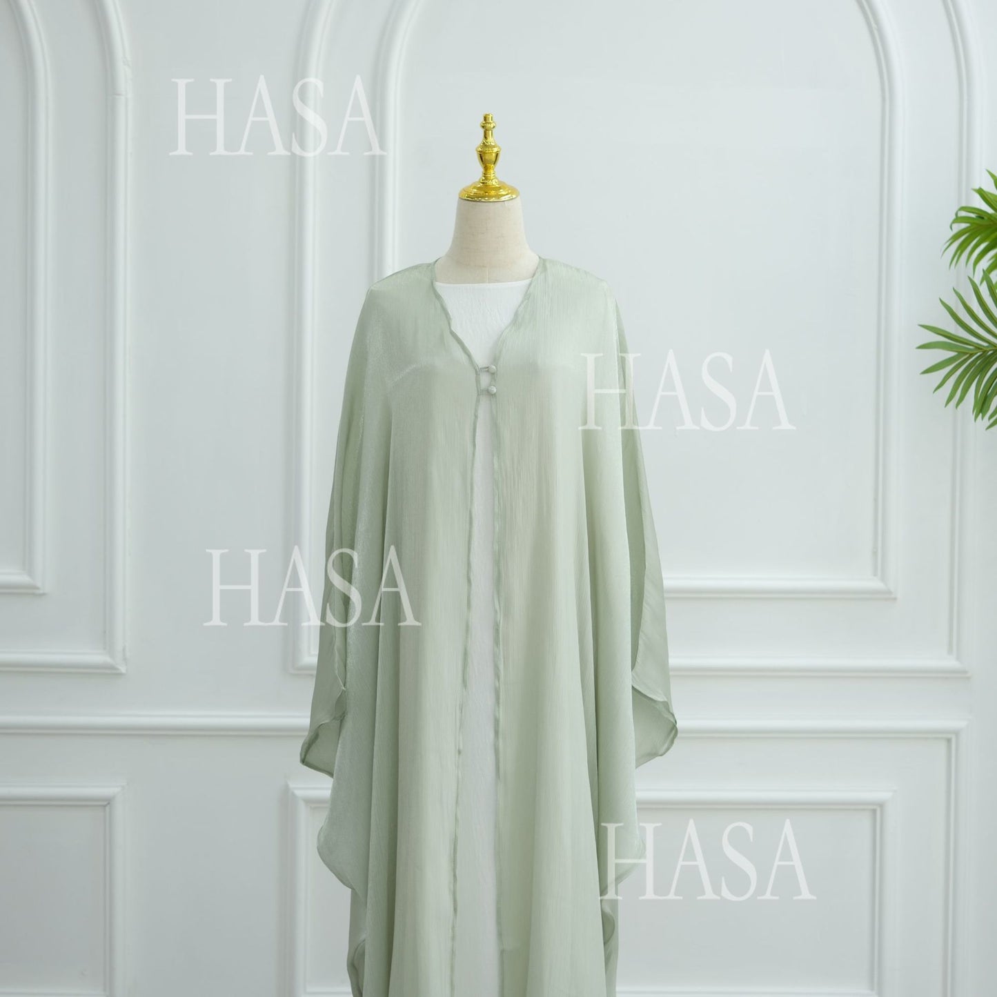 LUMAYA6534 Elegant Island Wrinkle Texture Solid Color Cardigan Robe