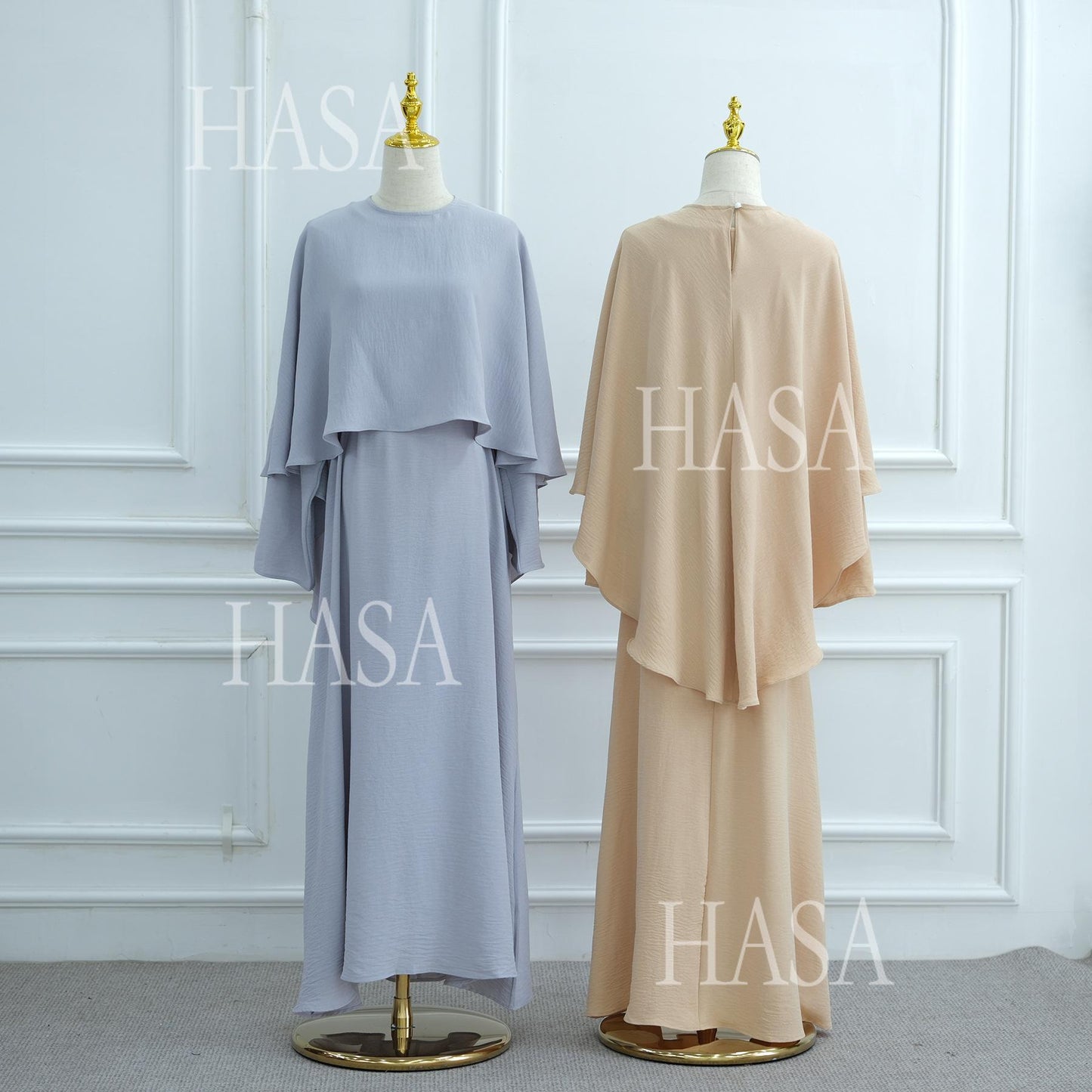 LUMAYA6532 Slim-fit waist cape robe two-piece set