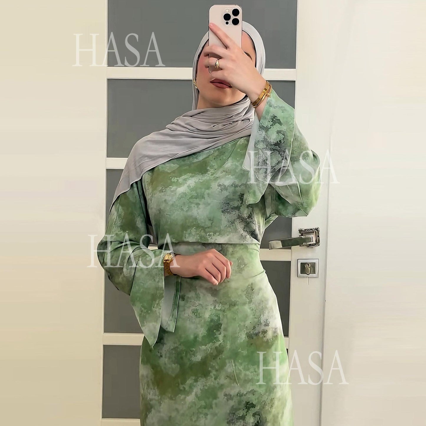 LUMAYA6550 Elegant Printed Abaya with Long Sleeves